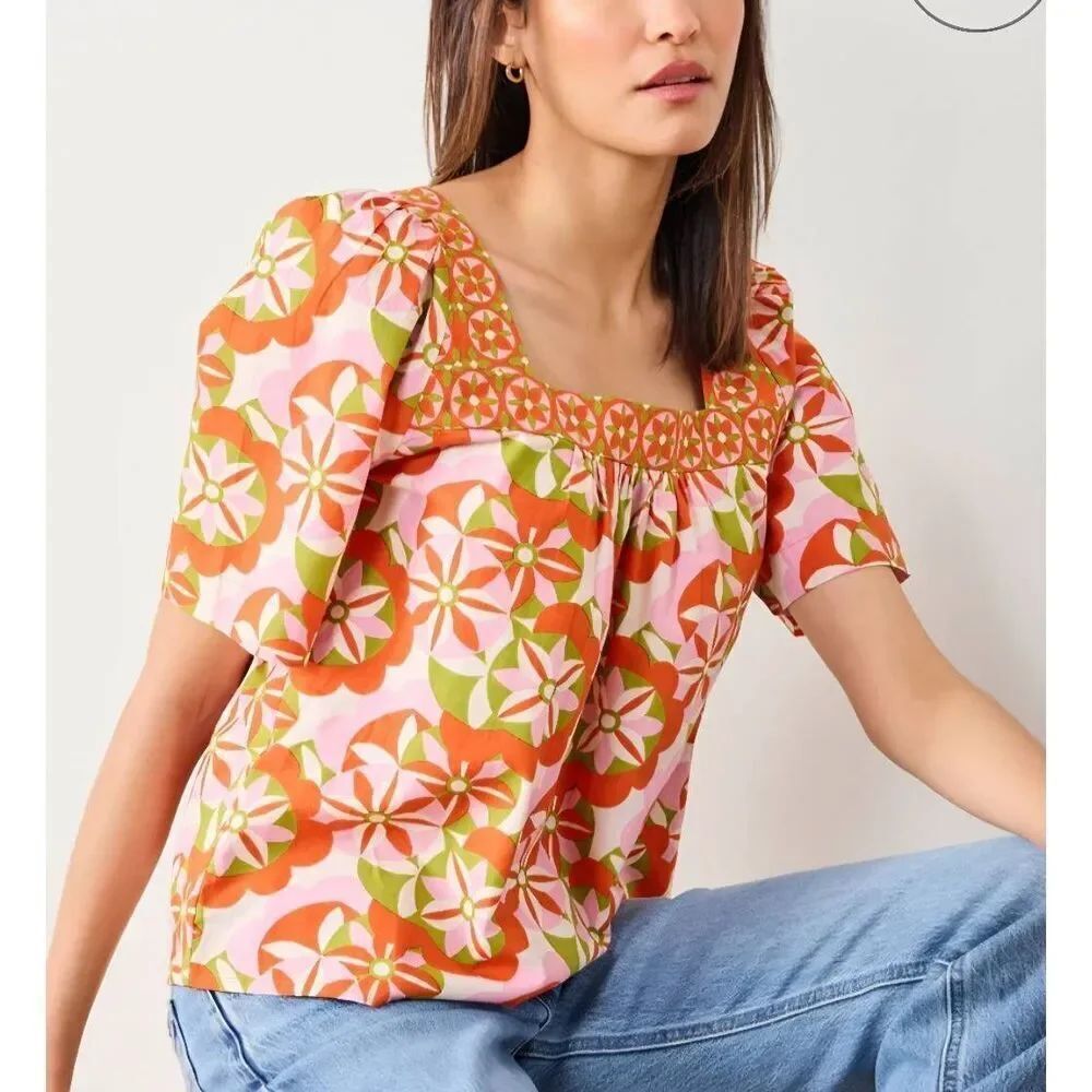 Printfresh Tara Blouse in Flower Hour Lava Lamp sz Small